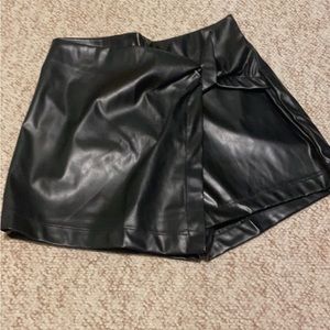Faux leather twist front skort